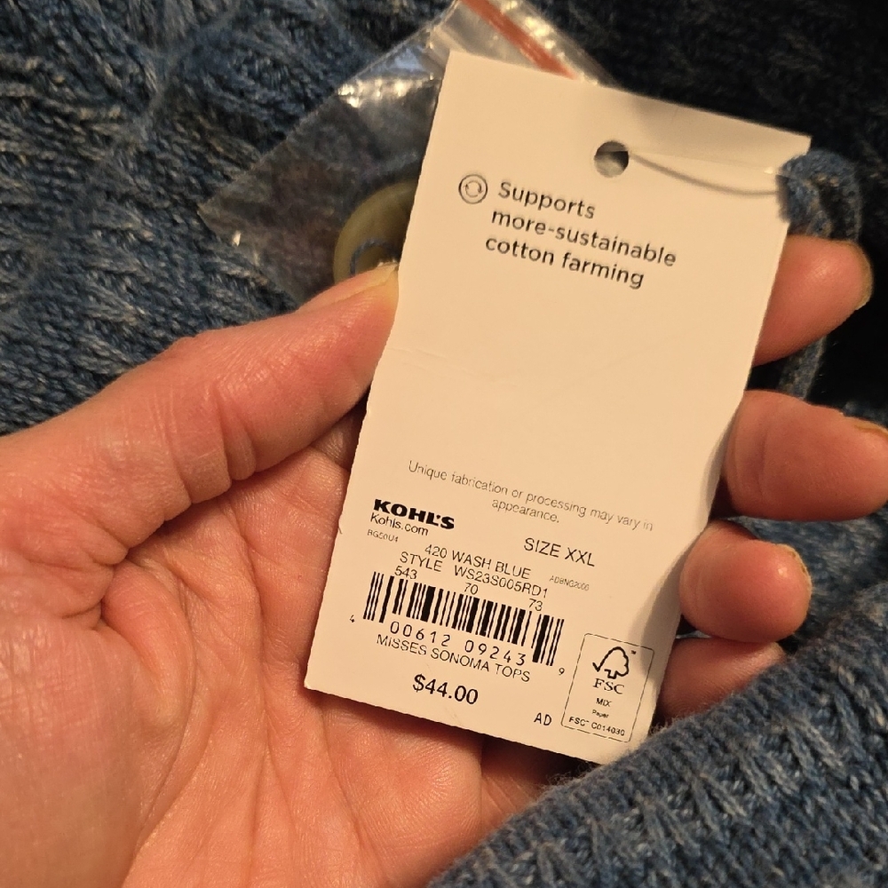 Sonoma Women's Blue Knit Cardigan - Picture 5 of 6